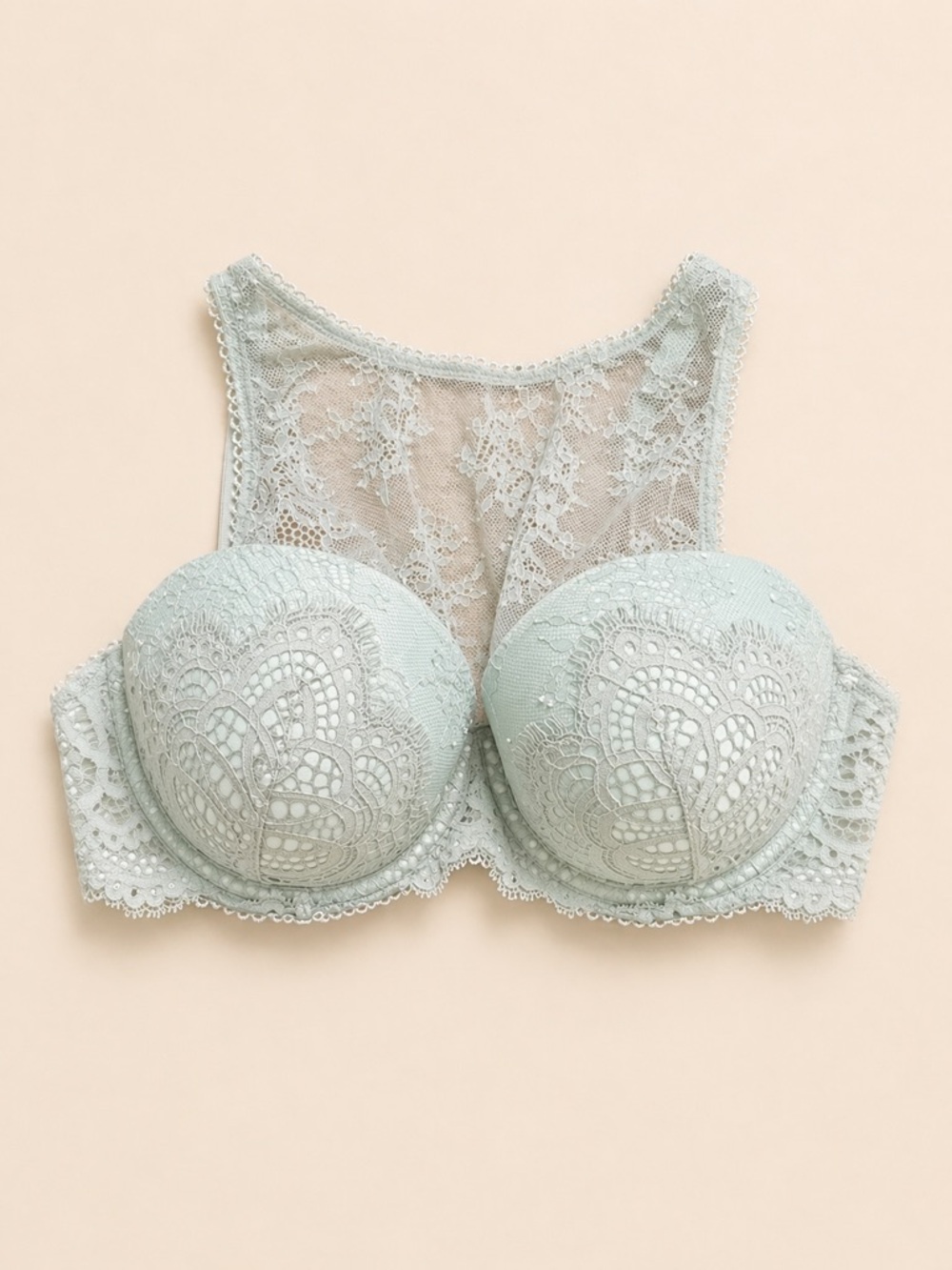 Victoria’s Secret Dream Angels Lace Bra – Crop Top Sage Green, Size 34D